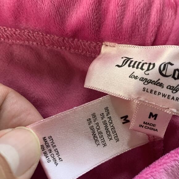 Vintage Y2k Juicy Couture Sleepwear Drawstring Pants Pink Velour Womens Size M - Picture 6 of 14